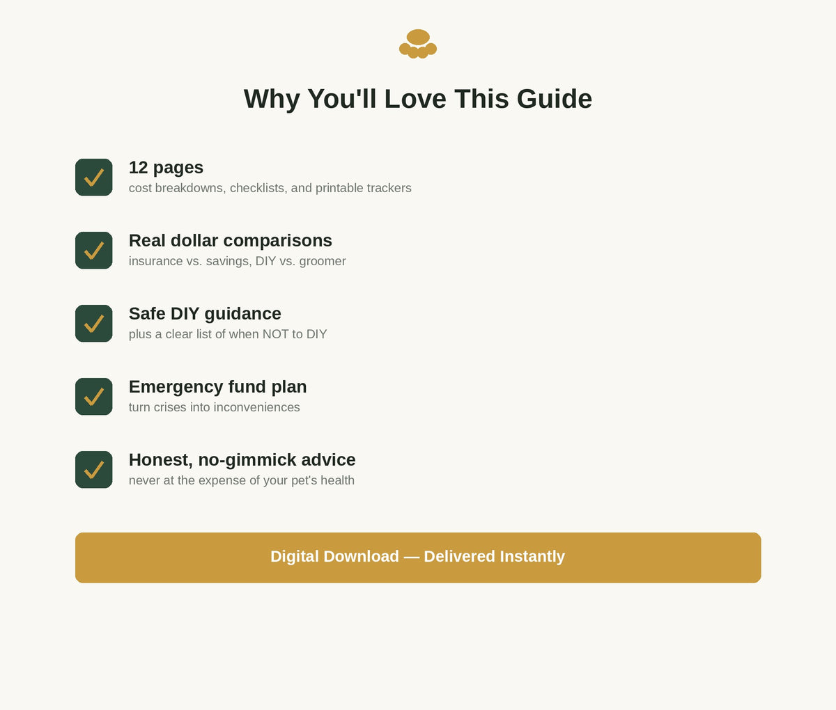 Budget Pet Care Guide Printable | Save on Vet Bills, DIY Grooming Tips, Emergency Fund Planner | 12-Page PDF Digital Download