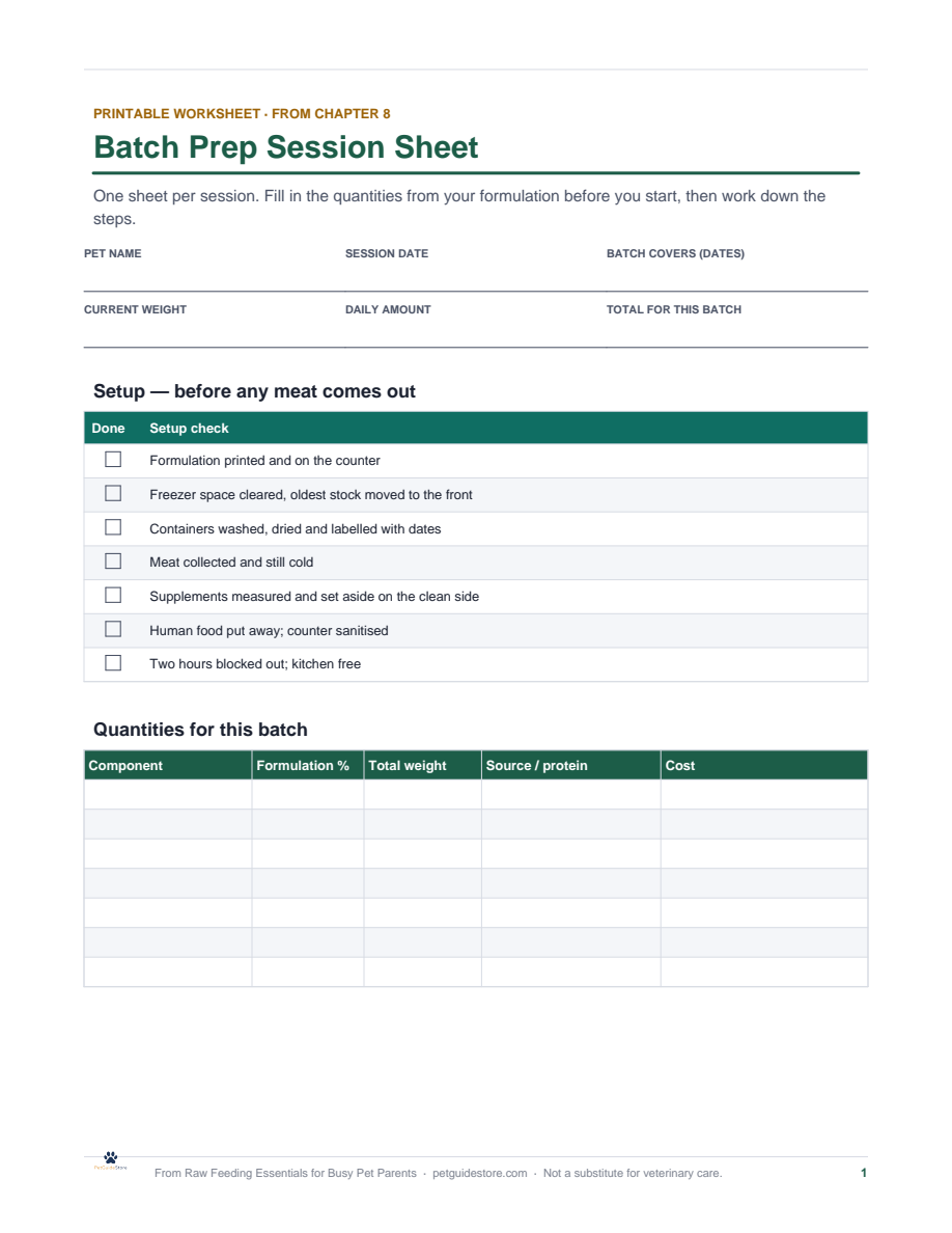 BUNDLE: Raw Feeding Guide for Dogs — Beginner's Manual + Printable Worksheets (PDF)