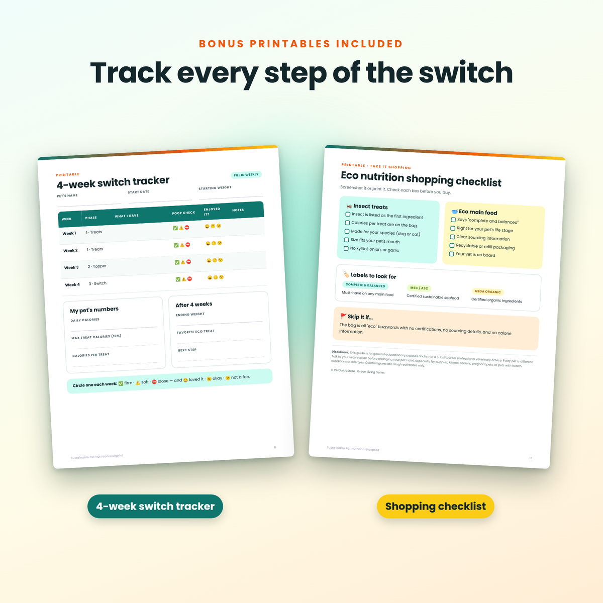Sustainable Pet Nutrition Blueprint | Insect Protein Dog & Cat Food Guide | Eco-Friendly Pet Diet Switch Plan | Printable PDF + Trackers