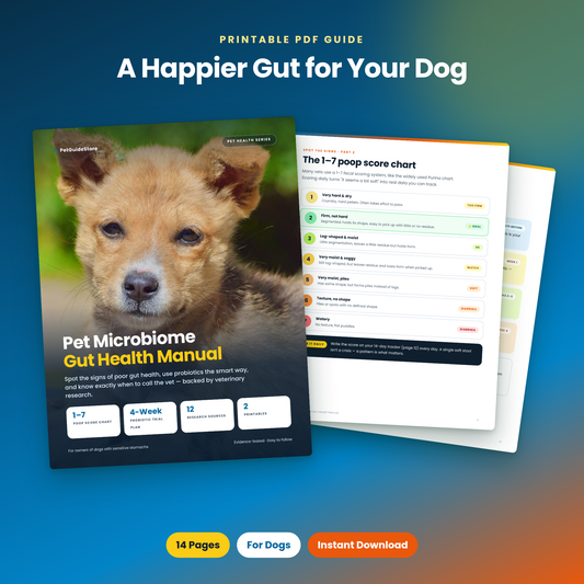 Dog Gut Health Guide | Probiotics for Dogs, Sensitive Stomach & Diarrhea Help | Poop Score Chart + Trackers | Evidence-Based Printable PDF