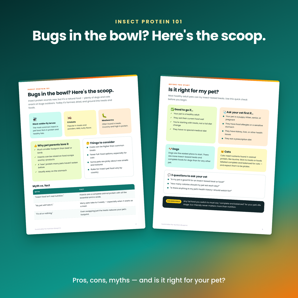 Sustainable Pet Nutrition Blueprint | Insect Protein Dog & Cat Food Guide | Eco-Friendly Pet Diet Switch Plan | Printable PDF + Trackers