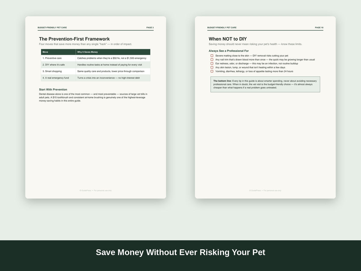 Budget Pet Care Guide Printable | Save on Vet Bills, DIY Grooming Tips, Emergency Fund Planner | 12-Page PDF Digital Download