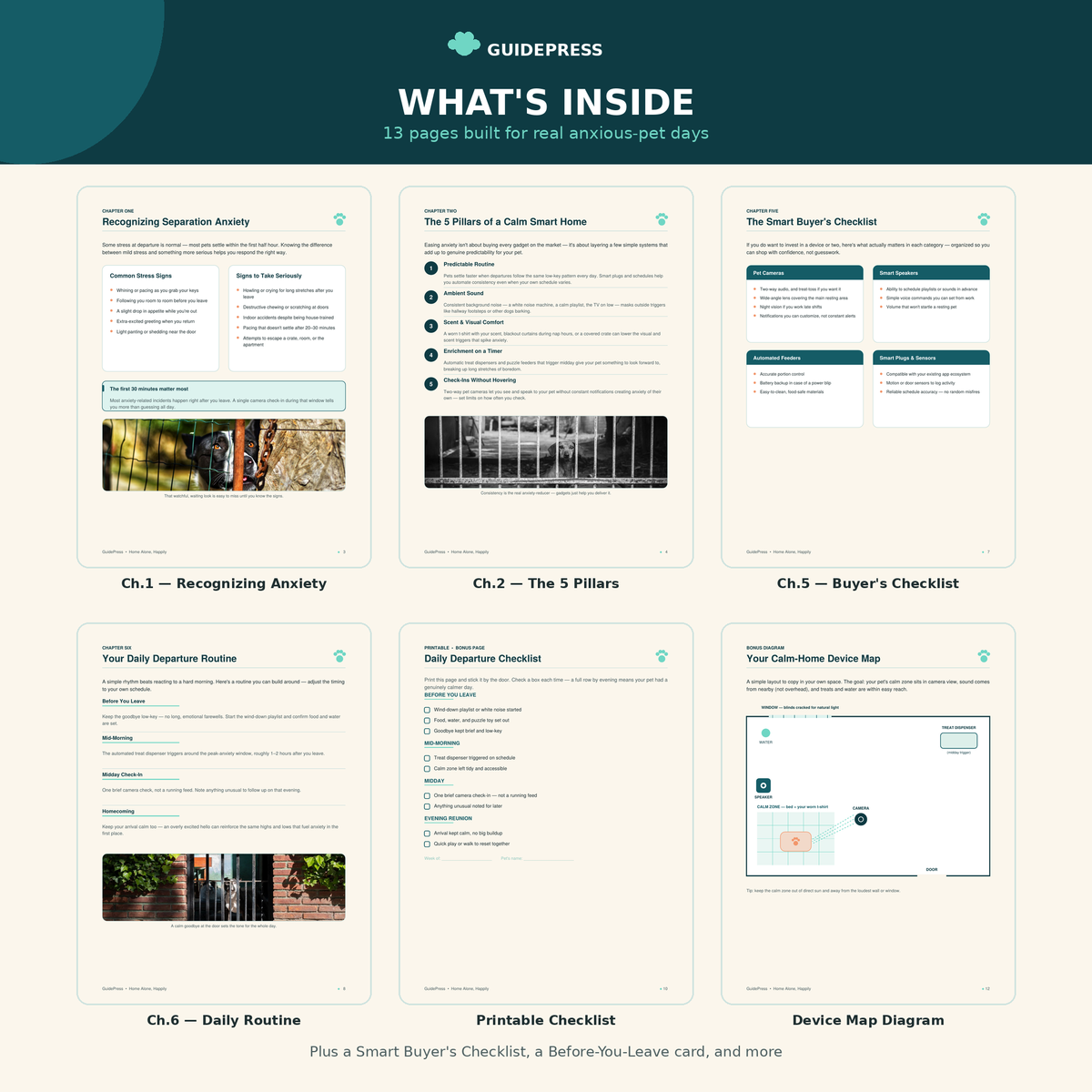 Smart Home Pet Anxiety Guide Printable | Separation Anxiety Devices, Automated Routine, Pet Camera Setup | 12-Page PDF Download